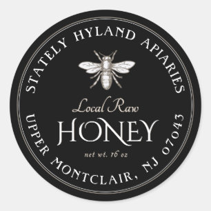 Black Honey Label White Vintage Bee