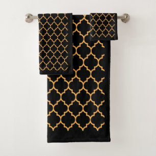 Black Honeycomb Bath Towel Set