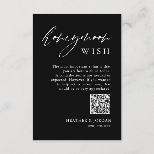 Black Honeymoon Wish QR Wishing Well Enclosure  (Front)