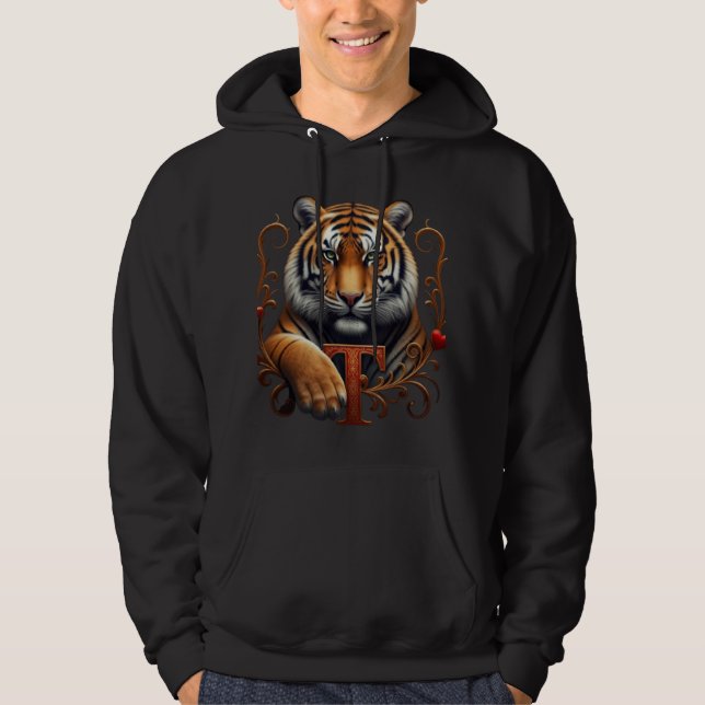 Black Hoodie with Regal Tiger Design (Front)