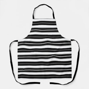 Black Horizontal Stripe Kitchen Chef  Apron