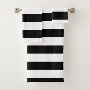 Black Horizontal Stripes Bath Towel Set