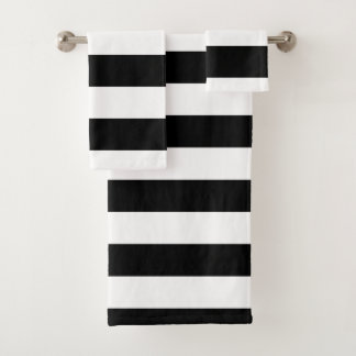 Black Horizontal Stripes Bath Towel Set