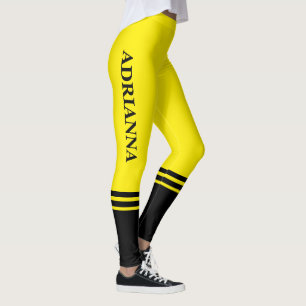 Black Horizontal Stripes   Name   Canary Yellow Leggings