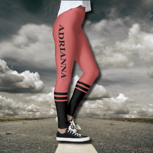 Black Horizontal Stripes Name Rusty Orange Leggings