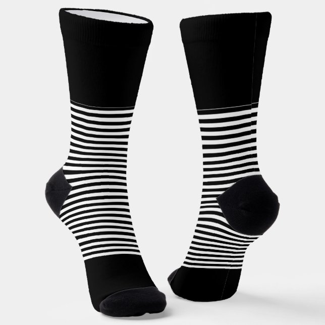 Black + Horizontal Stripes Socks (Angled)