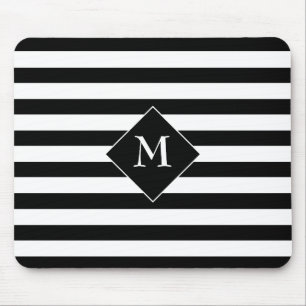 Black Horizontal Stripes With Centre White Text Mouse Pad