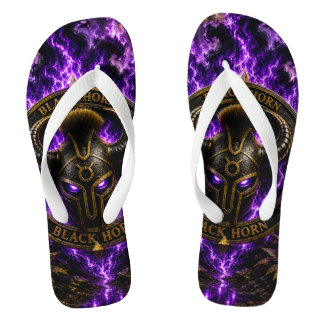 Black Horn Flip Flops – Viking Helmet with Purple