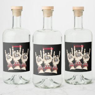 Black Horns Up Liquor Bottle Label