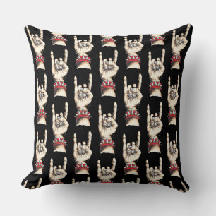 Black Horns Up  Throw Pillow