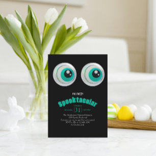 Black Horror Eye Spooktacular Halloween Party Invi Postcard