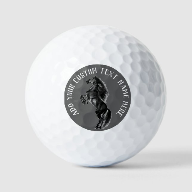 Black Horse and Custom Text Stamps Golf Balls (Front)