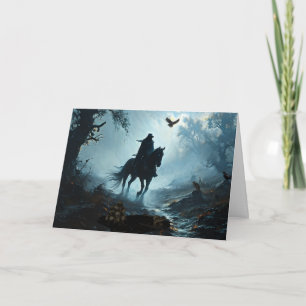 Black Horse and Rider Halloween Holiday Card
