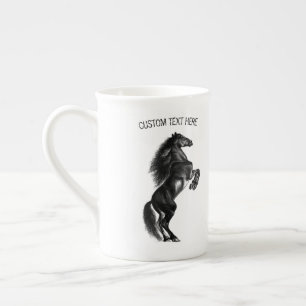 Black Horse Bone China Mug Gift with Custom Text
