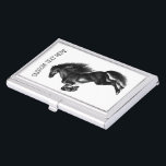 Black Horse Business Card Case with Custom Text<br><div class="desc">Personalized Business Card Cases with Upright Black Wild Horse and Custom Text - MIGNED Painting - Add Your Unique Text / Choose your favourite fonts / size / colours - Resize and move or remove elements with Customization tool ! You can also transfer my designs to more than 1000 Zazzle...</div>