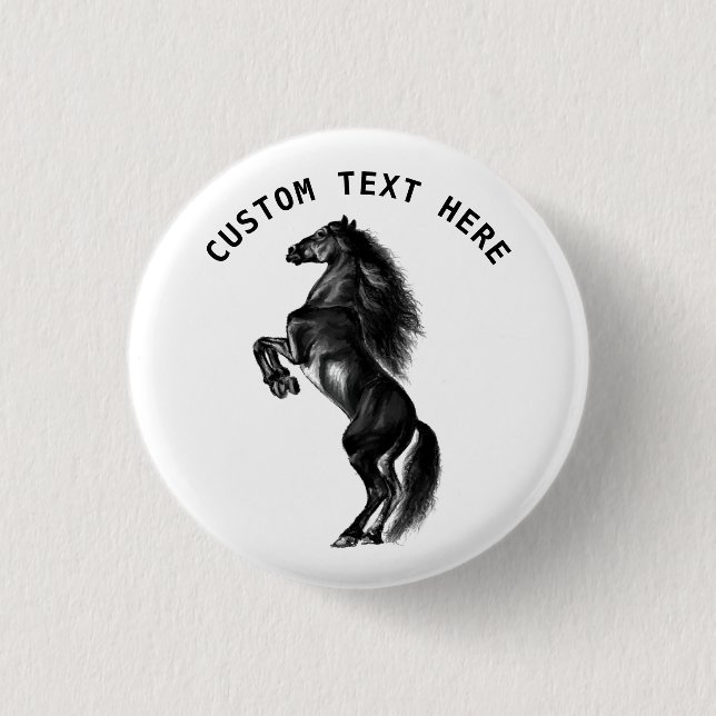 Black Horse Button Gift with Custom Text (Front)