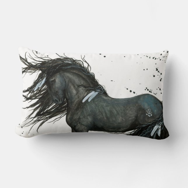 Black Horse by Bihrle Pillow (Front)