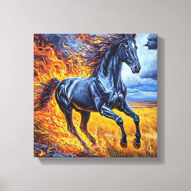 Black Horse Canvas Print (Front)