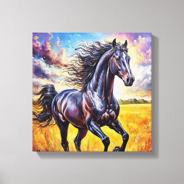 Black Horse Canvas Print (Front)