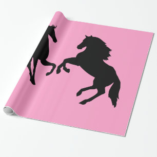 Black Horse Couple Wrapping Paper Custom Colours