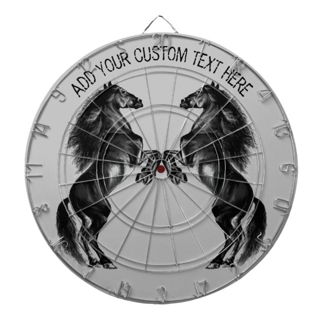 Black Horse Dart Board Personalized Custom Text (Front)