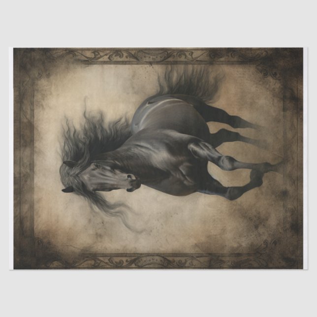 Black Horse Decoupage Tissue Paper (Front)