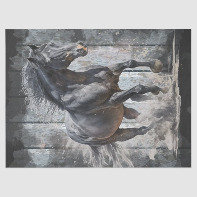 Black Horse Decoupage Tissue Paper (Front)