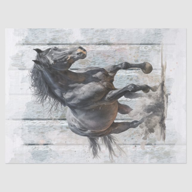 Black Horse Decoupage Tissue Paper (Front)