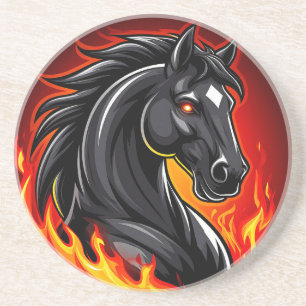🔥 Black Horse Fire Art Gift For Horse Lover 🎁 Coaster