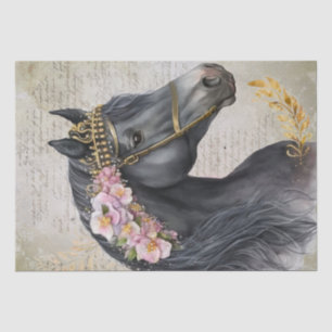 Black Horse Floral Decoupage Tissue Paper