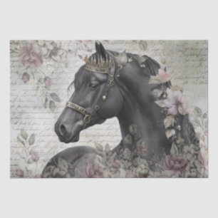 Black Horse Floral Decoupage Tissue Paper