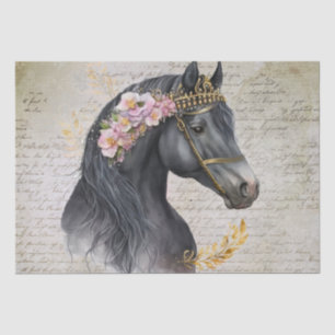 Black Horse Floral Decoupage Tissue Paper