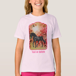 Black Horse Flowers Fantasy Art Personalized T-Shirt