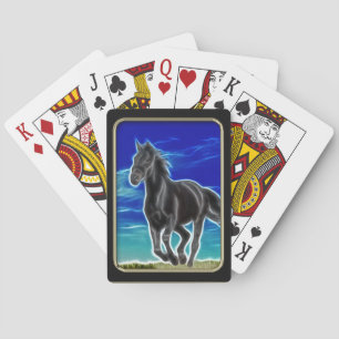 Black Horse Fractal Art Playing Cards