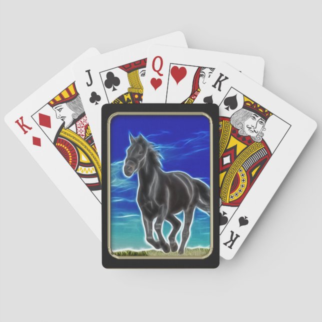 Black Horse Fractal Art Playing Cards (Back)