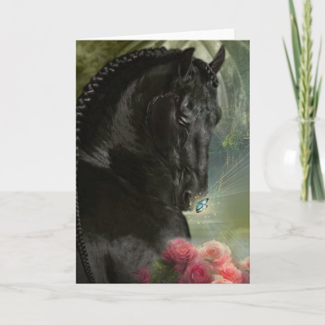Black Horse Friesian - Carte de voeux (Devant)
