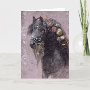 Black Horse Friesian - Greeting Card