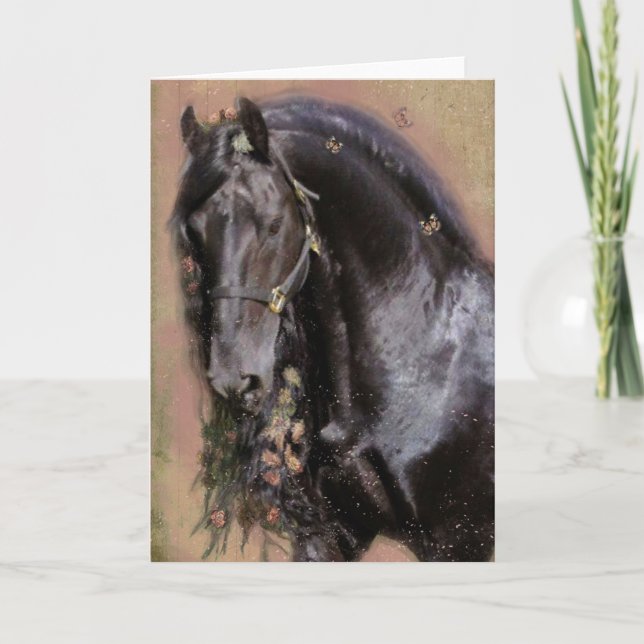 Black Horse Friesian - Greeting Card (Front)