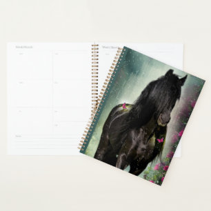Black Horse Friesian Horse - Calendar, Planner