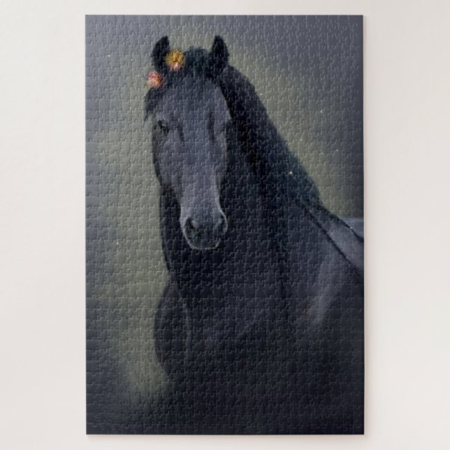 Black Horse Friesian - Puzzle (Vertical)