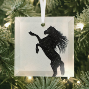 Black horse glass ornament