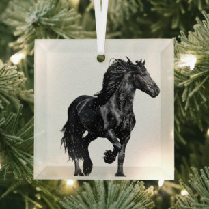 Black horse glass ornament
