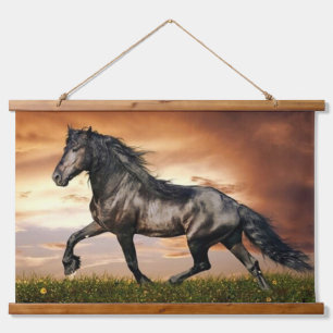 black horse hanging tapestry