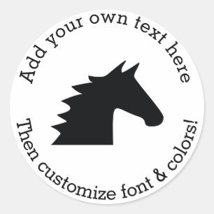 Black Horse Head Classic Round Sticker