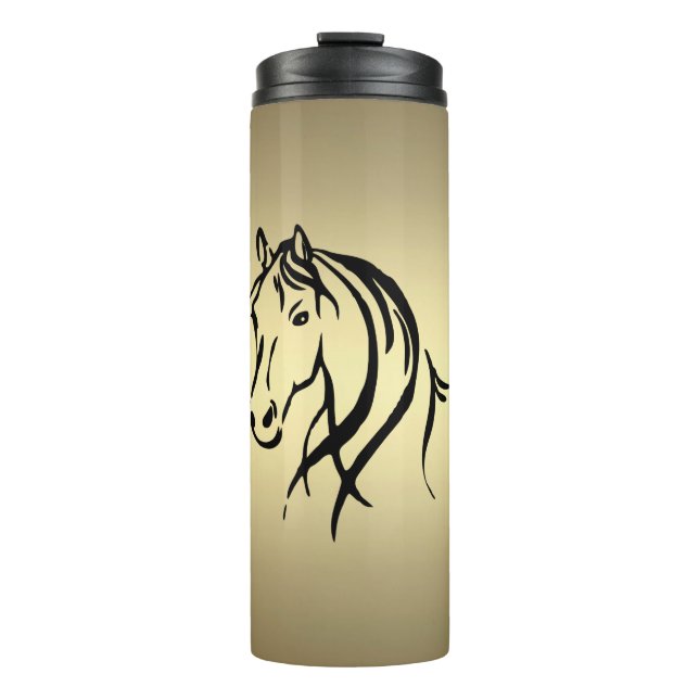 Black Horse Head Gold Thermal Tumbler (Front)