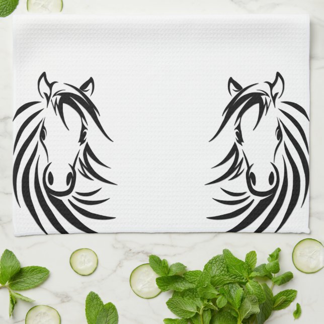 Black Horse Head Kitchen Towel (Folded)