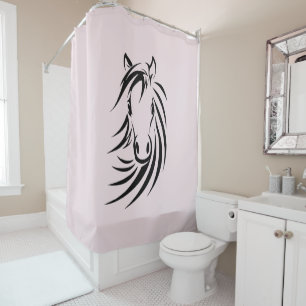 Black Horse Head  on Pink
