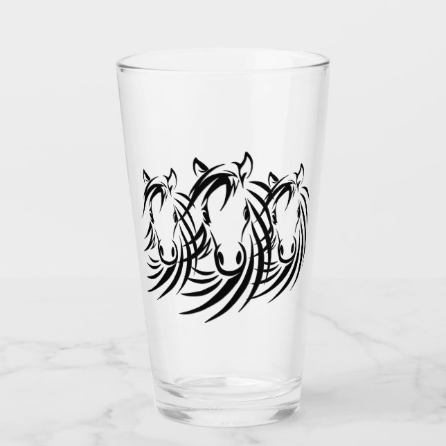 Black Horse Heads  Glass (Front)