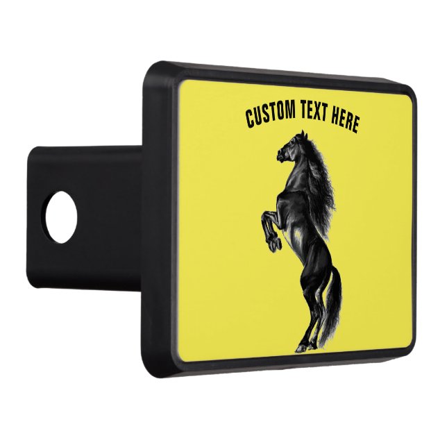 Black Horse Hitch Cover with Custom Text and Colou (Right)