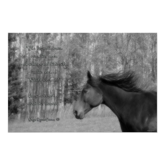 Black Horse & Horse-lover Poem w Equine B&W Photo Poster (Front)